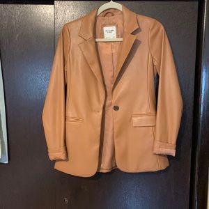 Abercrombie & Fitch Faux Leather Chestnut Blazer